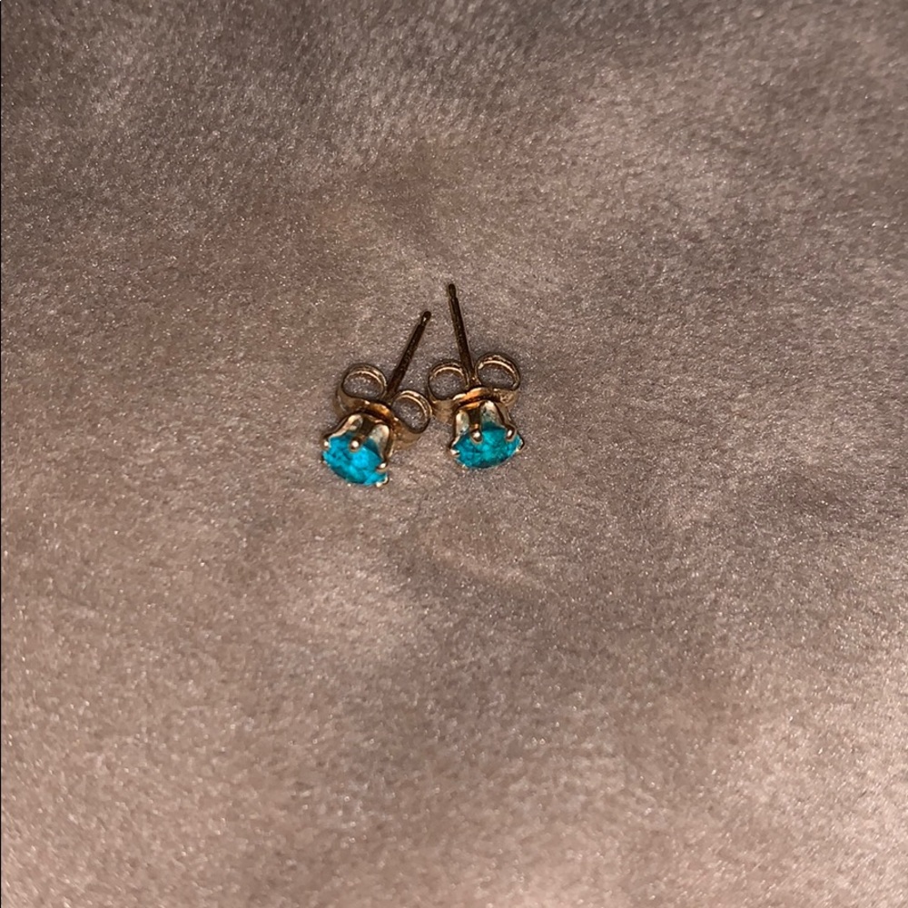 14k gold earrings - sapphire